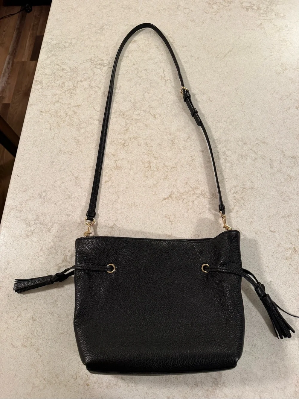Coach Black Leather Drawstring Shoulder Bag Authentic